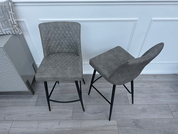 Earth Pair Of 2 Grey Dining Bar Stools