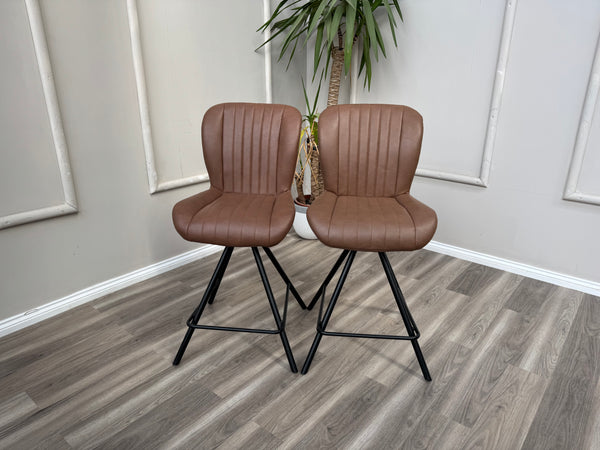 Terra Compact Bodahl Tan Faux Leather Contemporary Stylish Aesthetic Swivel Bar Stool