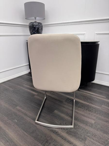 FV Avorio Pale Grey Faux Leather Cantilever Dining Chair (Choose Quantity)
