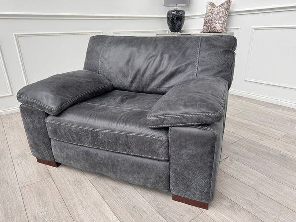 Linara Corner Sofa  & Armchair Dark Grey Aniline Leather 3/CNR/1