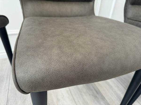 Murcia Grey Suede/Microfibre Pair of Dining Chairs