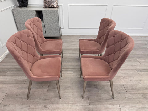 Donnie Pink Velvet Dining Chairs
