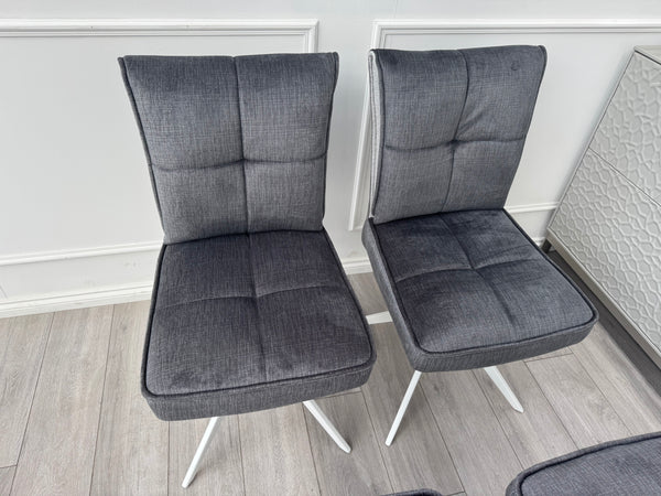 Glacier Swivel Dining Chairs Dark Grey Fabric
