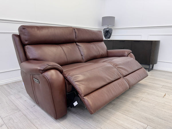 La Z Boy Paris 3 Seater Brown Leather Power Recliner