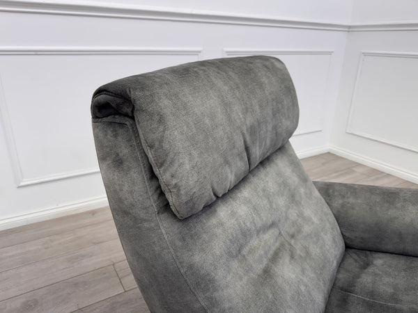 Furniture Village Rowen Grey Fabric Armchair Power Recliner+Swivel+Rocking