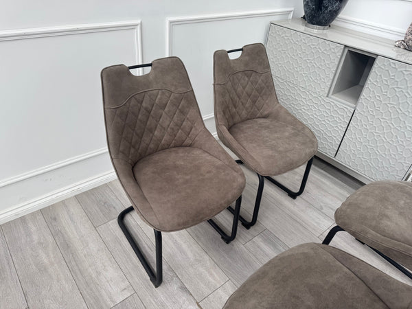 Warrior Taupe Faux Leather Cantilever Dining Chair (Choose Quantity)