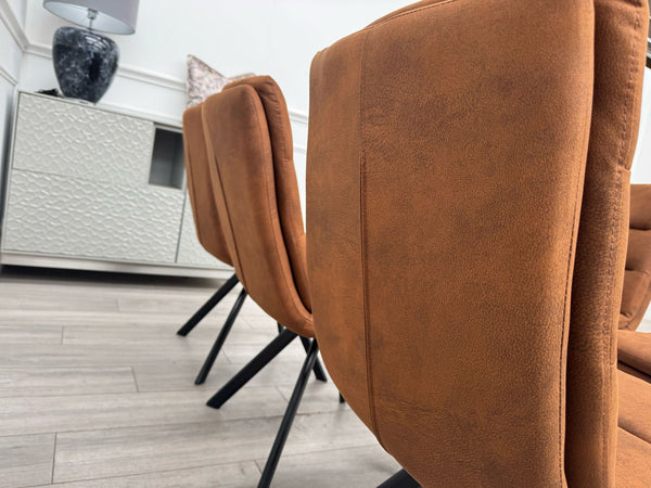 Njord Swivel Dining Chairs Rust Fabric
