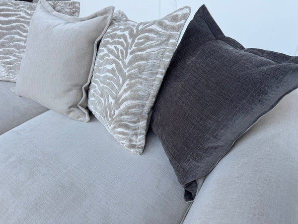 Sasha 4 Seater Sofa Pillow Back Cream Fabric Grand Sofa