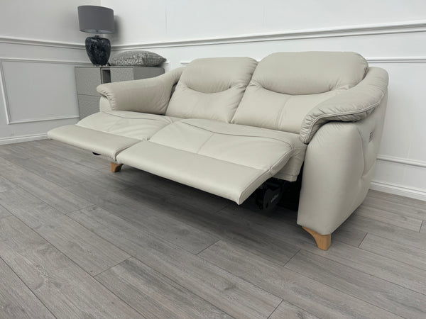 G Plan Jackson Power Recliner 3 Seater Sofa Cambridge Chalk Leather