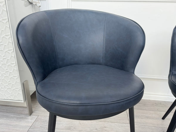 Hela Pair of 2 Navy Faux Leather Dining Chairs