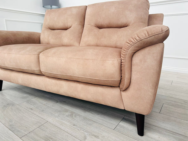 2 Seater Sofa in Beige/Camel Soft Fabric