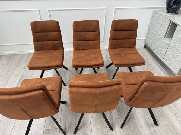 Njord Swivel Dining Chairs Rust Fabric