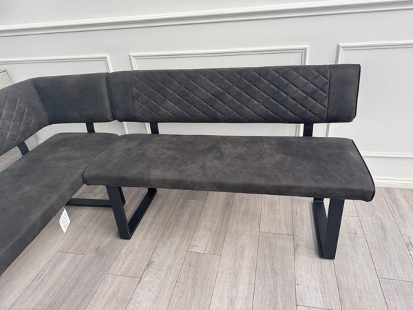 Warrior Dark Grey Faux Leather LHF Corner Dining Bench