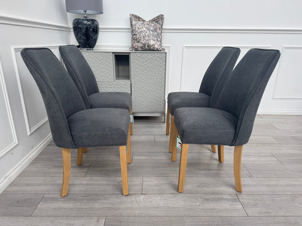 Hamilton Charcoal Grey Fabric Wooden Dining Chairs