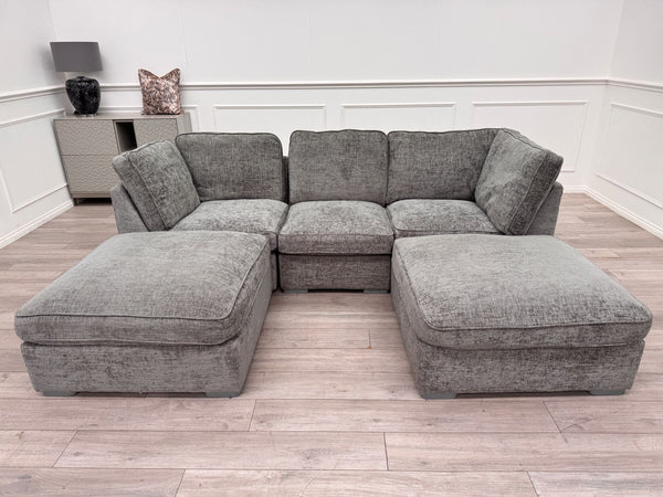 Ugo Small U Shape Grey Fabric Corner Sofa
