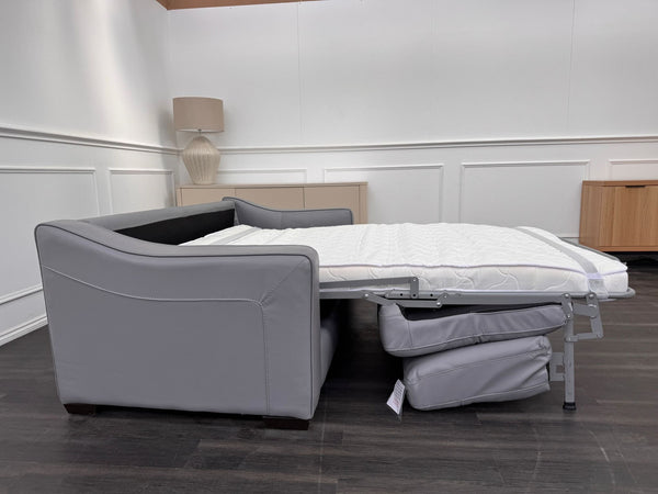 Optimus Grey Leather 3 Seater Sofa Bed Mattress Supplied