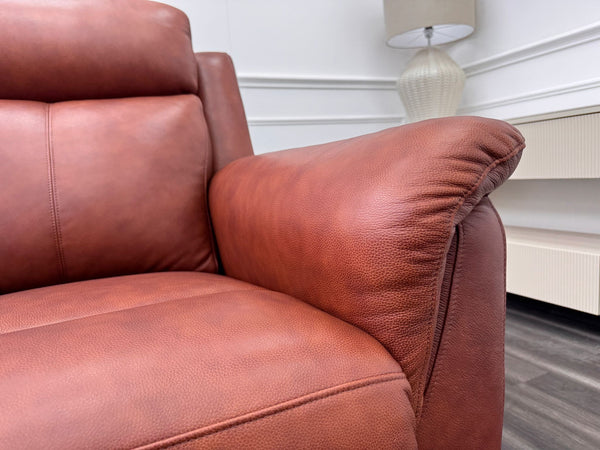 La Z Boy Kenzie Tan Brown Leather Power Recliner Fabric Armchair