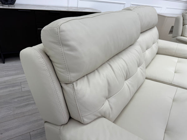 Brescia Power Recliner 3+3 Seater Sofa Off White Leather