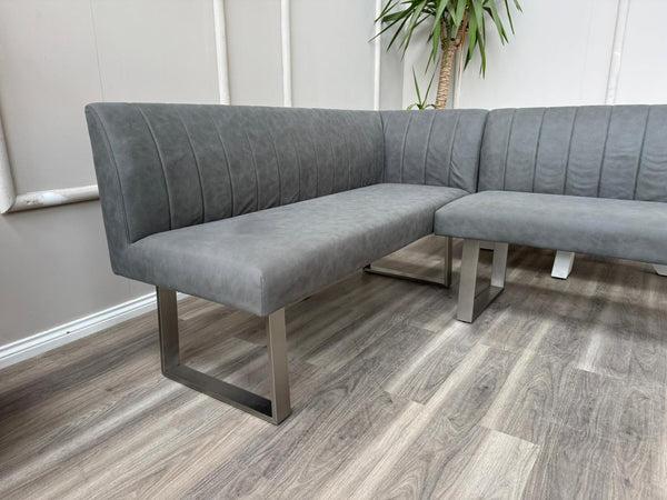 Grigio Corner Grey Fabric Left Hand Facing Dining Bench