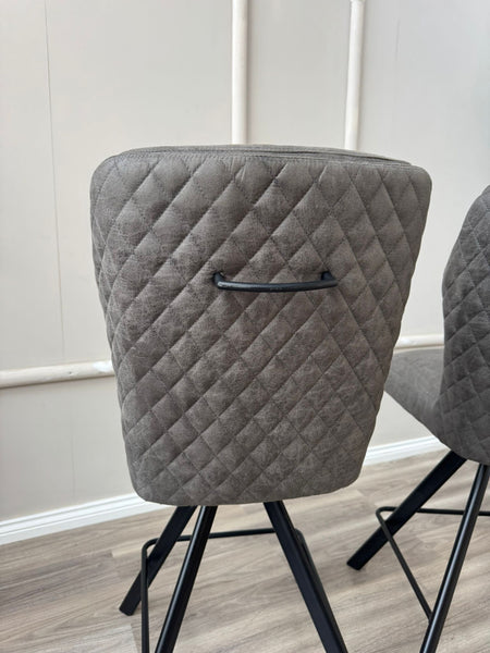 Loki Swivel Bar Stool Grey Charcoal Fabric Swivel Stylish Aesthetic Kitchen Chairs