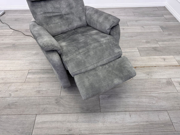 Furniture Village Rowen Grey Fabric Armchair Power Recliner+Swivel+Rocking