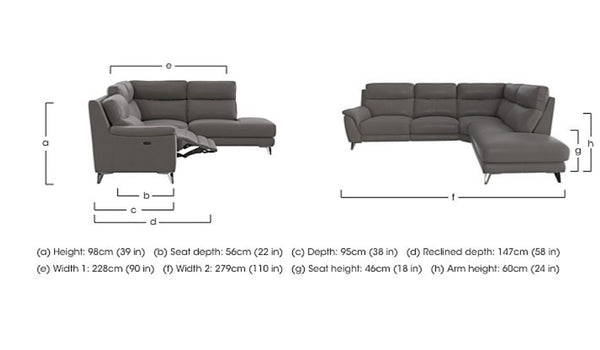Contempo Grey Leather Static Corner Sofa Set