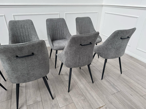 Furniture Village Crete Swivel Dining Chairs Dark Grey Fabric
