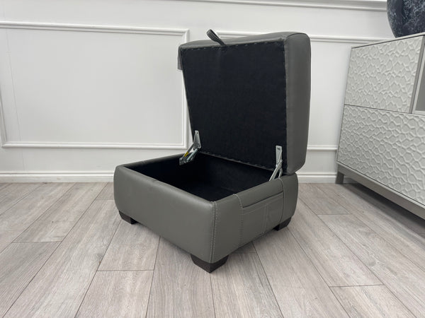 Furniture Village COZEE Elephant Grey Leather Storage Footstool