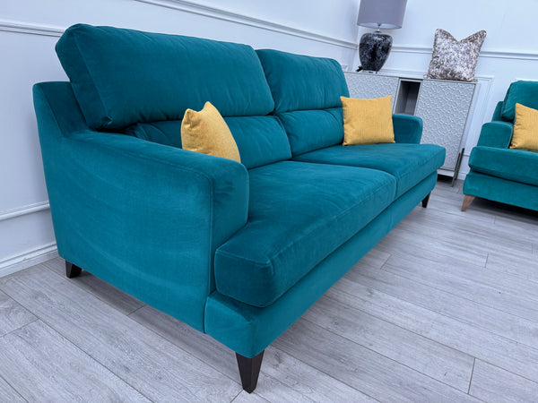 Lounge Co Romilly 4+4 Seater Sofas Teal Velvet Fabric