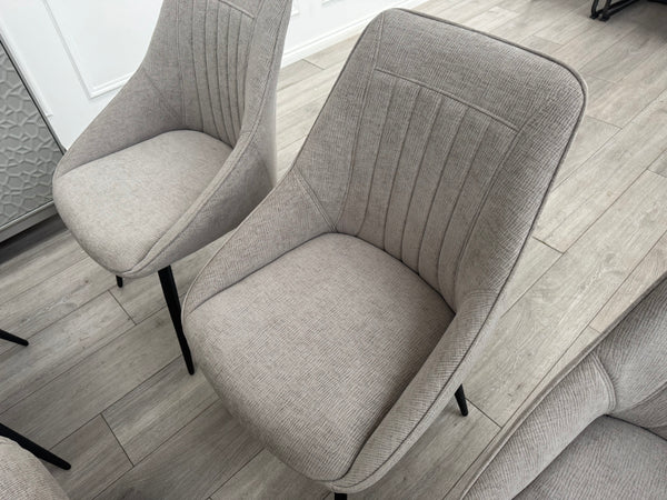 Crete Swivel Dining Chairs Taupe Fabric