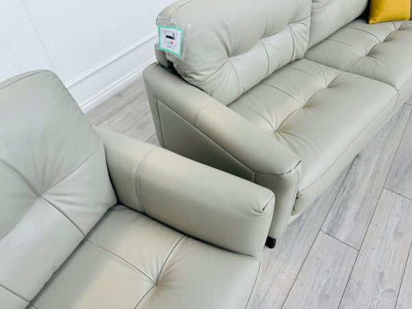 Uno 3+3 Seater Sofas Set in Light Grey Leather