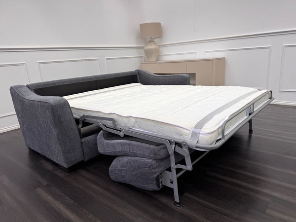 Optimus 3 Seater Grey Fabric Sofa Pull Out Bed Including Mattress