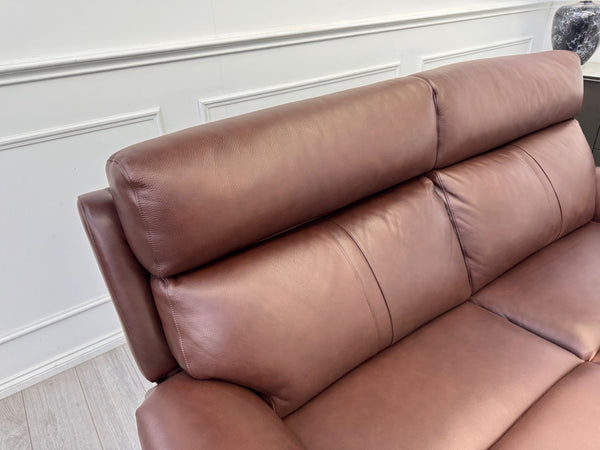 La Z Boy Paris 3 Seater Brown Leather Power Recliner