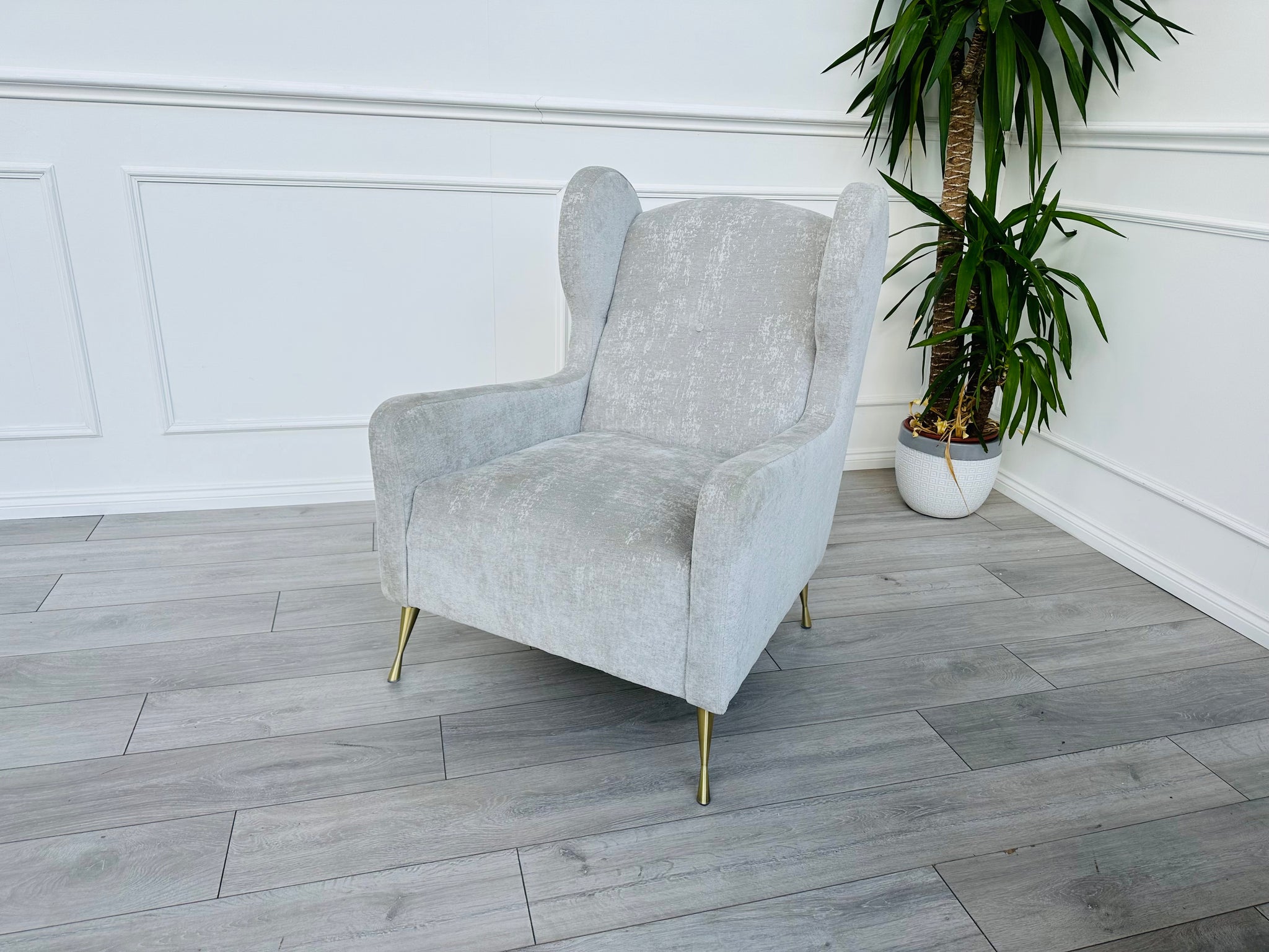 COOPER Grey High Wing Back Accent Armchair