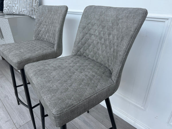 Earth Pair Of 2 Grey Dining Bar Stools