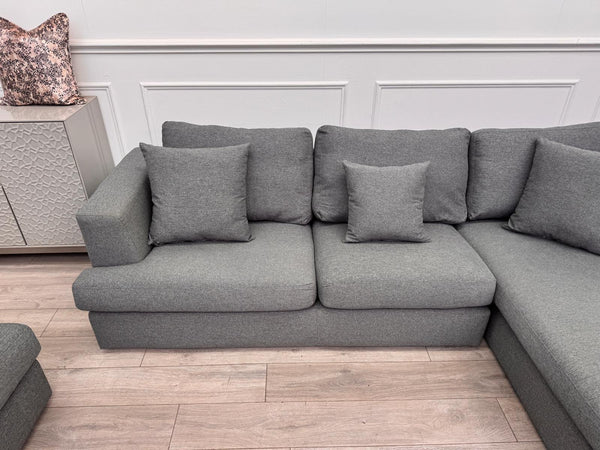 Grey Fabric Corner Sofa And Armchair Sofa Set