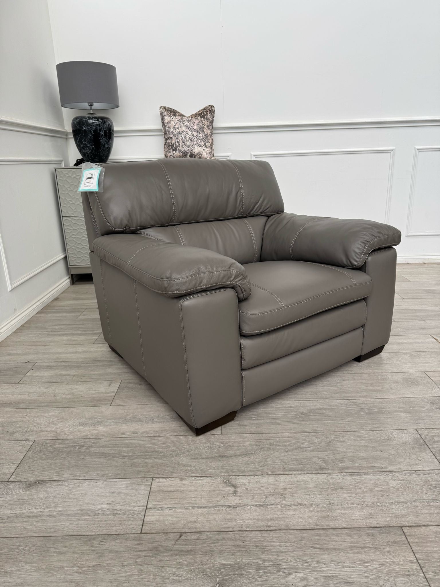 Cozee Armchair Set in Grey Pure Leather