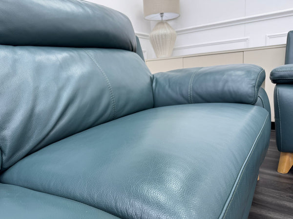 Missouri Lake Green Leather 3 & 3 Static Sofa Set