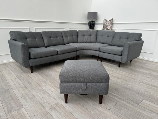 French Connection Grey Fabric Corner Sofa