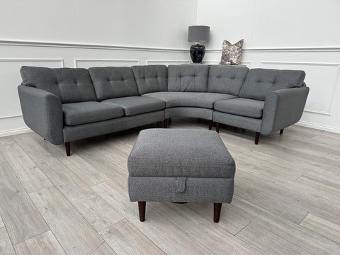 French Connection Grey Fabric Corner Sofa