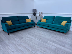 Lounge Co Romilly 4+4 Seater Sofas Teal Velvet Fabric