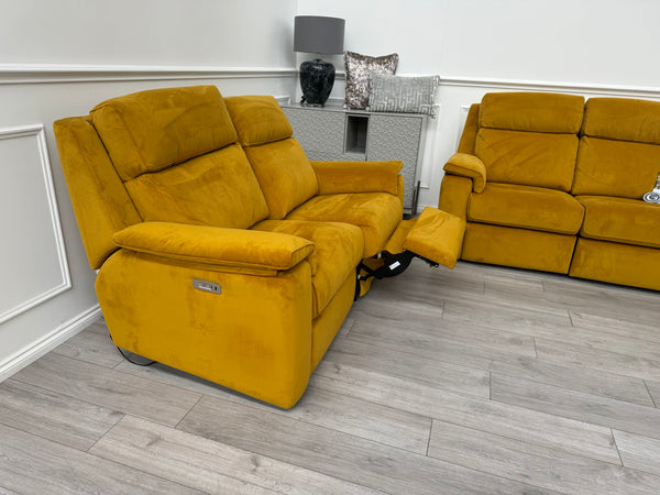 Thornbury/Harper 2+2 Seater Sofa Set Power Recliner Mustard RRP £7590