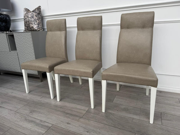 ALF Fascina Set of 6 Faux Leather Dining Chairs Taupe/ Cream RRP £3,447