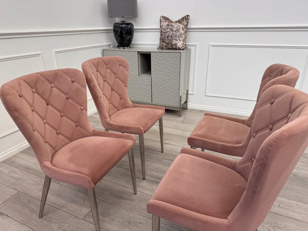 Donnie Pink Velvet Dining Chairs