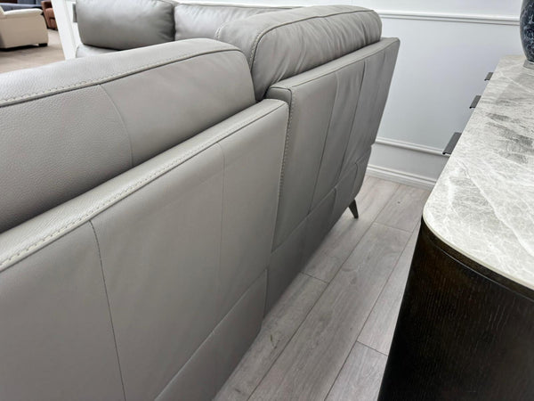 Contempo Grey Leather Static Corner Sofa Set