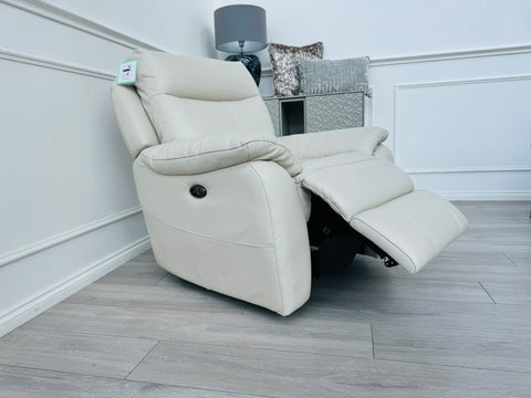 World of Leather Snug Leather Power Recliner Armchair Frost