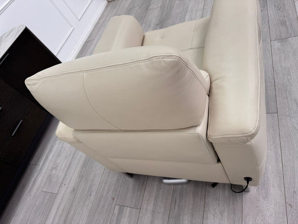 Moet Cream Leather Power Recliner Headrest Armchair
