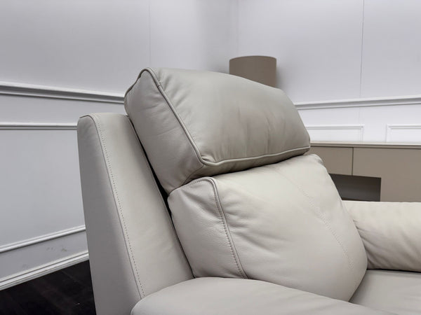 G Plan Harper Off White/ Chalk Leather Power Recliner Armchair Headrest & Lumbar