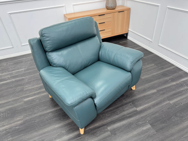 Missouri Lake Green Leather Power Recliner Fabric Armchair