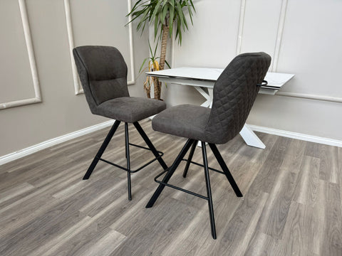 Loki Swivel Bar Stool Grey Charcoal Fabric Swivel Stylish Aesthetic Kitchen Chairs